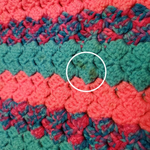 Vintage Crochet Pink Blue Diagonal Stripe Afghan Blanket Throw Granny Square 48" - Picture 6 of 6